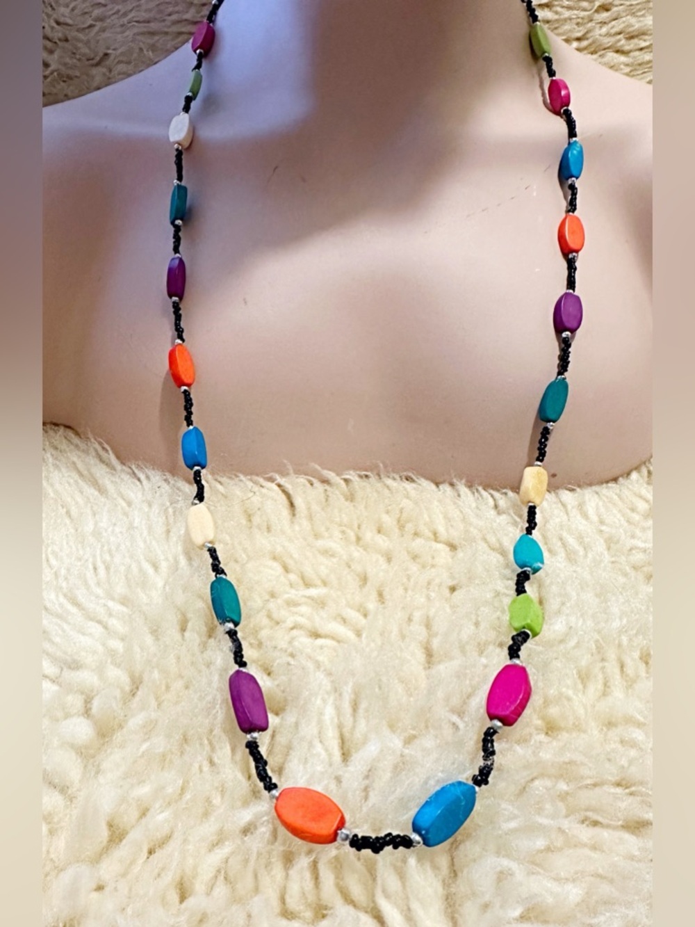Multicolor Beaded Women's Necklace - Bright Mixed Colors
